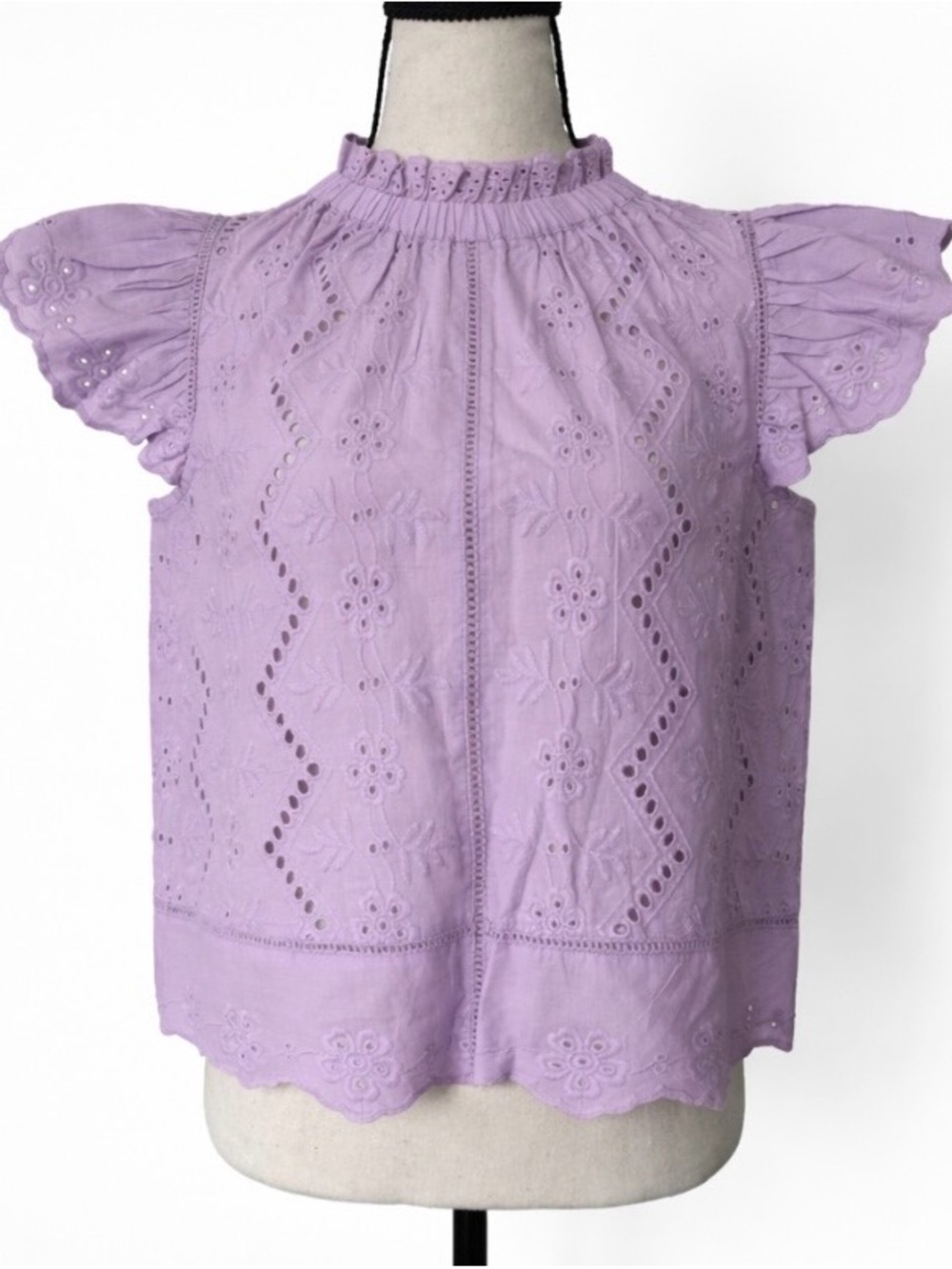 Eyelet Lace Embroidered Summer Top Flutter Sleeves Fairycore Cotton Blouse Y2K